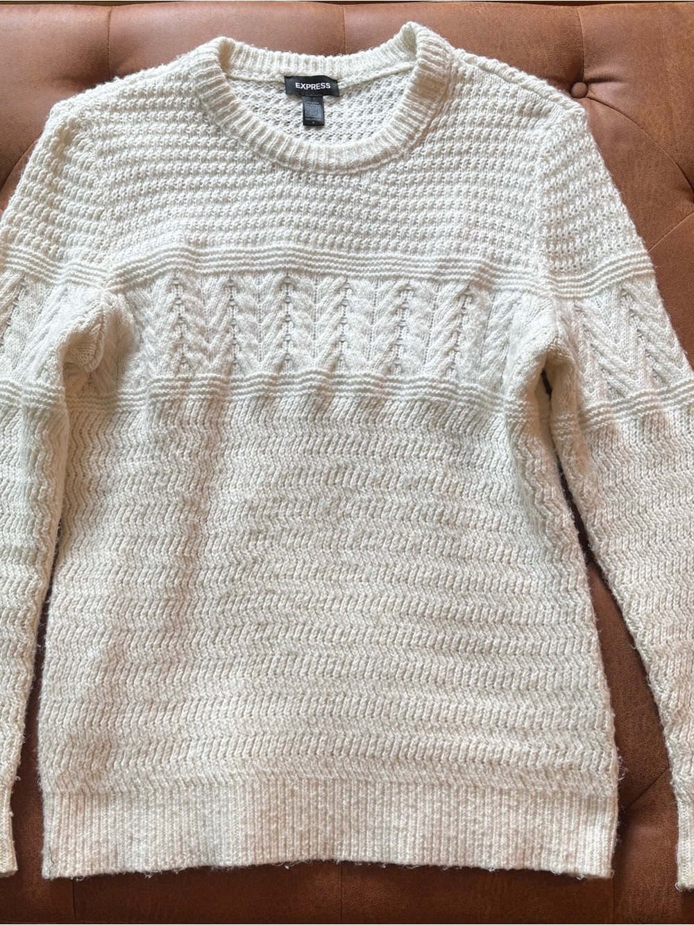Express White Cable Knit Sweater - Like New Condition. Medium.